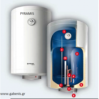 Κουζινα - Θερμοσίφωνες - Boilers - PYRAMIS: Θερμοσίφωνας -Boilers Ecoline 80 Lt :Διπλής ενέργιας (κάθετο- δαπέδου) |Πρέβεζα - Άρτα - Φιλιππιάδα - Ιωάννινα